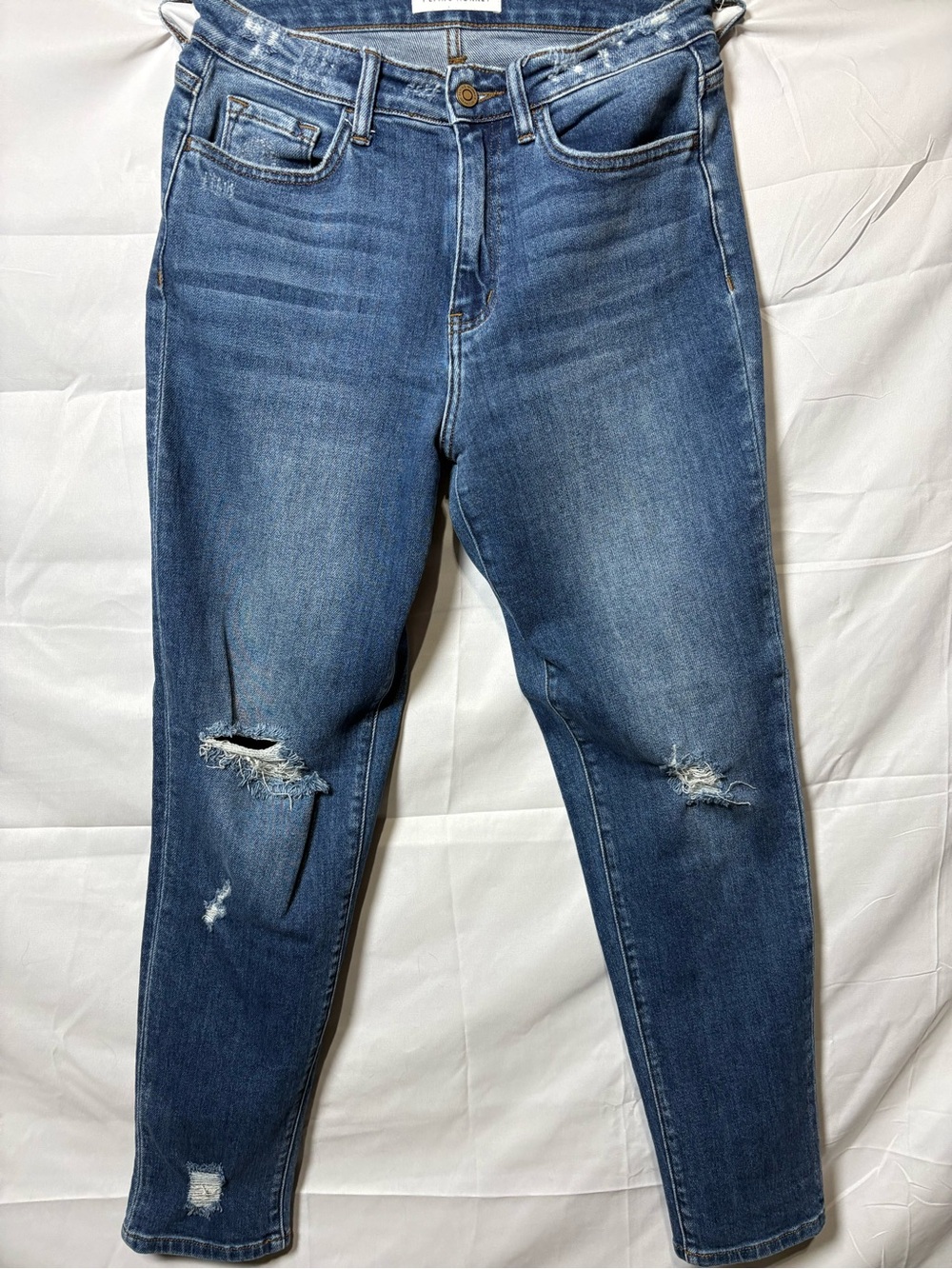 Flying Monkey Women's Straight-Leg Distressed Jeans - Blue